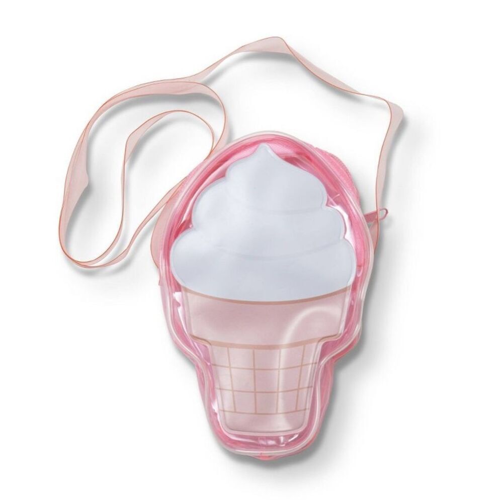 Pink Ice Cream Cone Crossbody Bag, Vinyl, Zip Closure, Long Strap, NWT